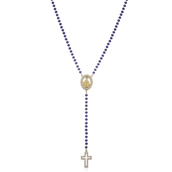 Wholesale Jewelry Stainless Steel Color Stone Virgin Necklace With Geometric Design And Electroplating Treatment