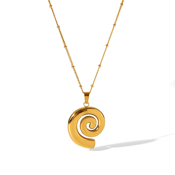 Wholesale Jewelry Stainless Steel Conch Pendant Necklace Women's Geometric Style Electroplated