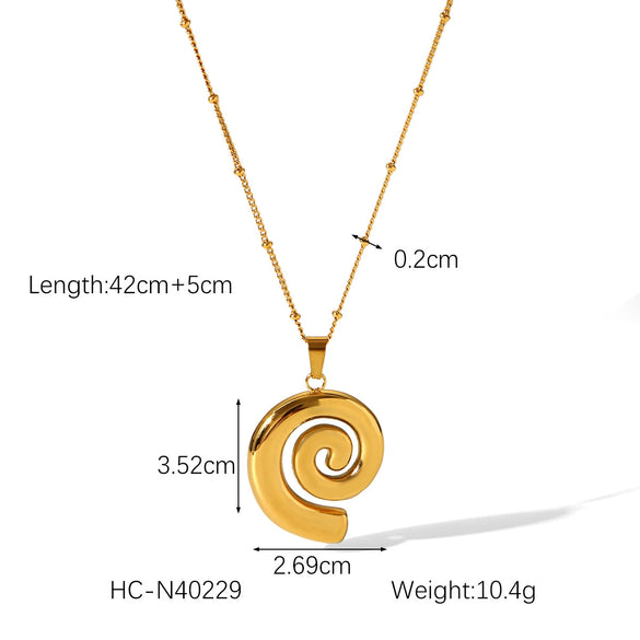 Wholesale Jewelry Stainless Steel Conch Pendant Necklace Women's Geometric Style Electroplated