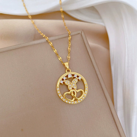 Wholesale Jewelry Stainless Steel Copper Geometric Ring And Necklace