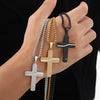 Wholesale Jewelry Stainless Steel Crack Cross Pendant Necklace For Men With Electroplating Fashion Style