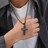 Wholesale Jewelry Stainless Steel Crack Cross Pendant Necklace For Men With Electroplating Fashion Style