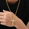 Wholesale Jewelry Stainless Steel Crack Cross Pendant Necklace For Men With Electroplating Fashion Style