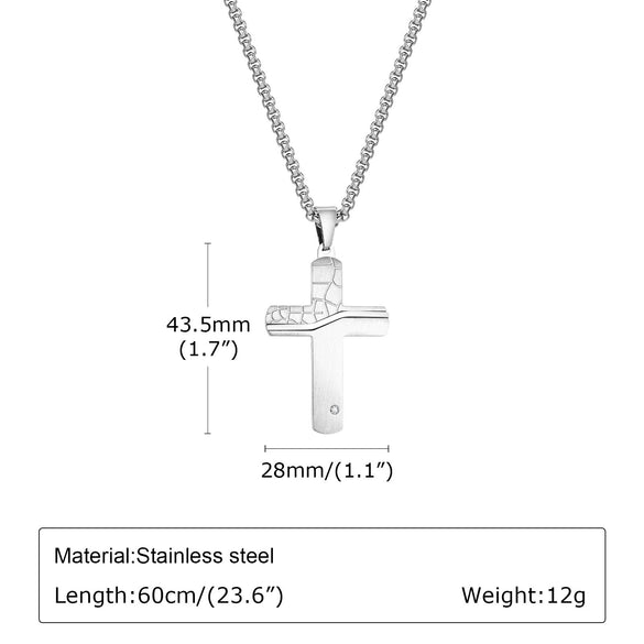 Wholesale Jewelry Stainless Steel Crack Cross Pendant Necklace For Men With Electroplating Fashion Style