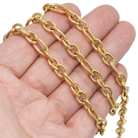 Wholesale Jewelry Stainless Steel Cross Chain With Circle Pattern And Vacuum Plating And Electroplating Process