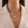 Wholesale Jewelry Stainless Steel Cross Pendant Clavicle Chain With Electroplating