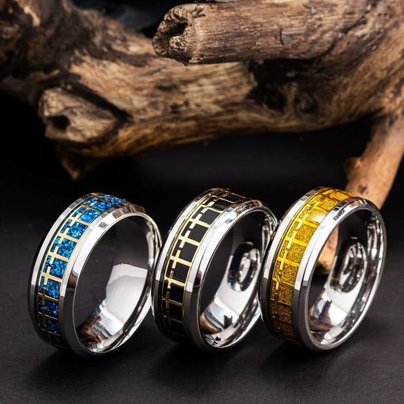 Wholesale Jewelry Stainless Steel Cross Unisex Ring Geometric Design Seiko