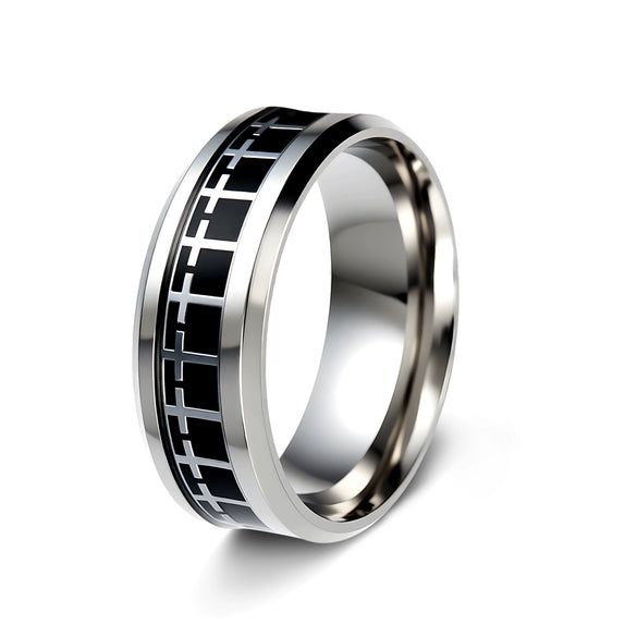 Wholesale Jewelry Stainless Steel Cross Unisex Ring Geometric Design Seiko