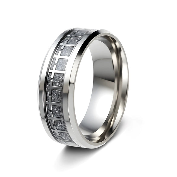 Wholesale Jewelry Stainless Steel Cross Unisex Ring Geometric Design Seiko