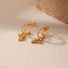 Wholesale Jewelry Stainless Steel Cshaped Geometric Diamond Leaf Pendant Earrings For Women Vacuum Plated