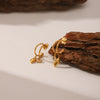Wholesale Jewelry Stainless Steel Cshaped Geometric Diamond Leaf Pendant Earrings For Women Vacuum Plated