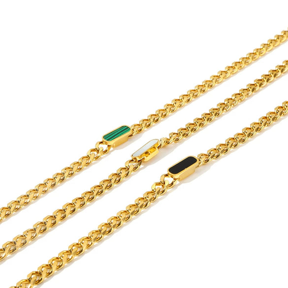 Wholesale Jewelry Stainless Steel Cuban Chain Constellation Geometric Electroplated Necklace Bracelet