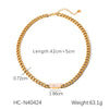 Wholesale Jewelry Stainless Steel Cuban Chain Geometric White Shell Pendant Necklace For Women With Electroplating