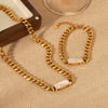 Wholesale Jewelry Stainless Steel Cuban Chain Geometric White Shell Pendant Necklace For Women With Electroplating