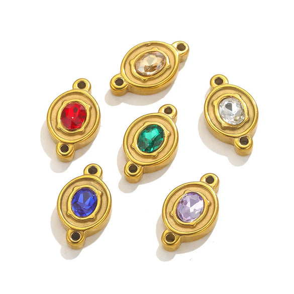 Wholesale Jewelry Stainless Steel Double Hole Crystal Connector Fish Pattern Retro Style Titanium Steel Diy Accessories For Necklace And Bracelet