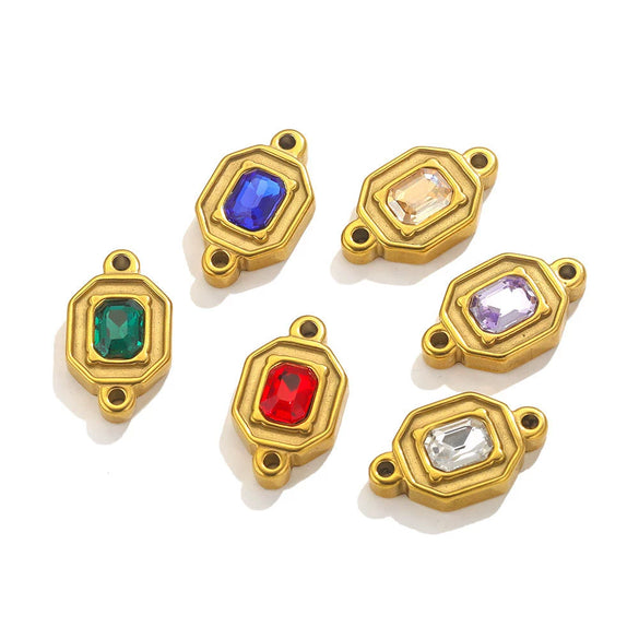 Wholesale Jewelry Stainless Steel Double Hole Crystal Connector Fish Pattern Retro Style Titanium Steel Diy Accessories For Necklace And Bracelet