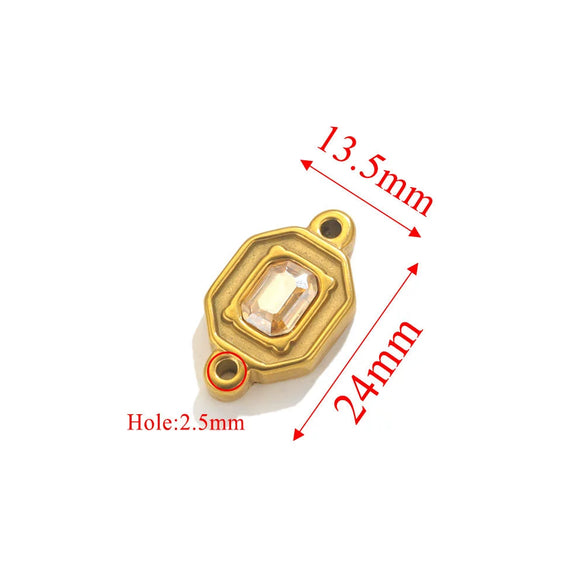 Wholesale Jewelry Stainless Steel Double Hole Crystal Connector Fish Pattern Retro Style Titanium Steel Diy Accessories For Necklace And Bracelet