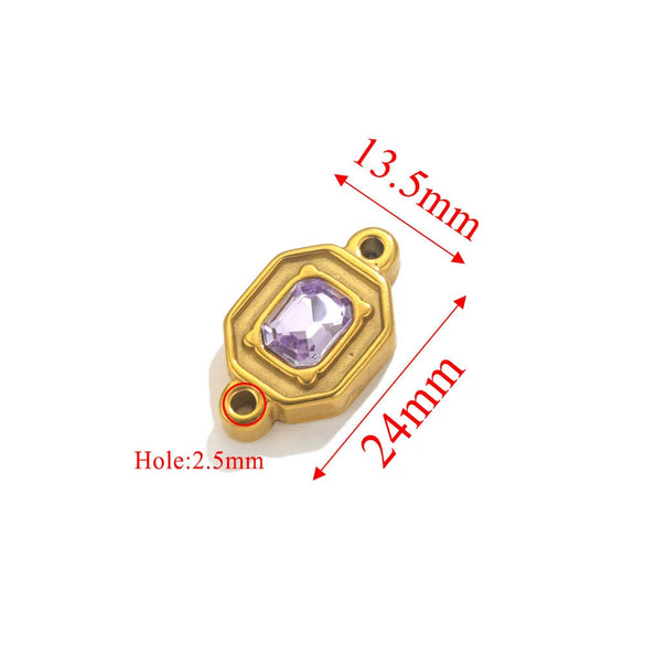 Wholesale Jewelry Stainless Steel Double Hole Crystal Connector Fish Pattern Retro Style Titanium Steel Diy Accessories For Necklace And Bracelet