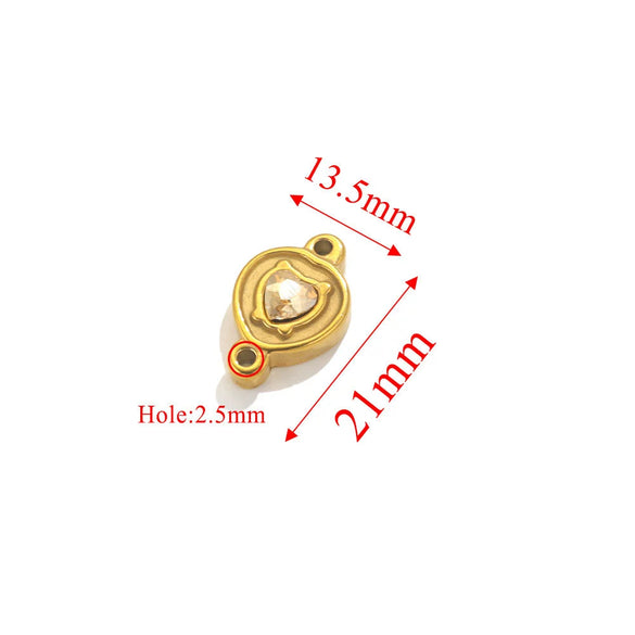 Wholesale Jewelry Stainless Steel Double Hole Crystal Connector Fish Pattern Retro Style Titanium Steel Diy Accessories For Necklace And Bracelet