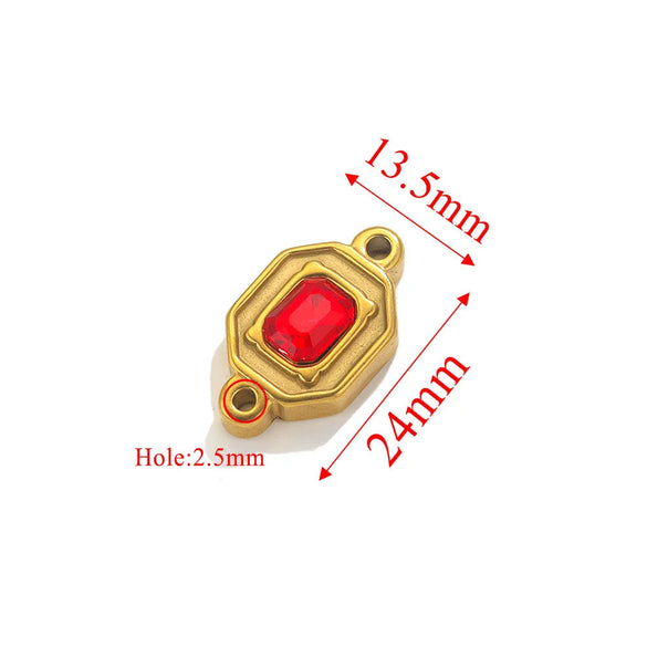 Wholesale Jewelry Stainless Steel Double Hole Crystal Connector Fish Pattern Retro Style Titanium Steel Diy Accessories For Necklace And Bracelet