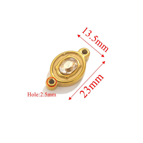 Wholesale Jewelry Stainless Steel Double Hole Crystal Connector Fish Pattern Retro Style Titanium Steel Diy Accessories For Necklace And Bracelet