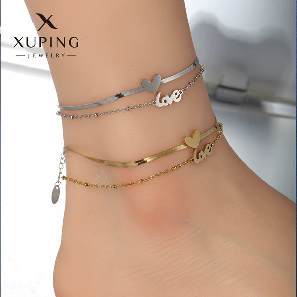 Wholesale Jewelry Stainless Steel Double Layer Butterfly Geometric Women's Foot Decoration
