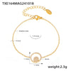Wholesale Jewelry 316L Stainless Steel Double Round Inlaid Zircon Electroplated Bracelet Necklace Ring Set Simple Style