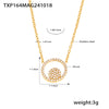 Wholesale Jewelry 316L Stainless Steel Double Round Inlaid Zircon Electroplated Bracelet Necklace Ring Set Simple Style
