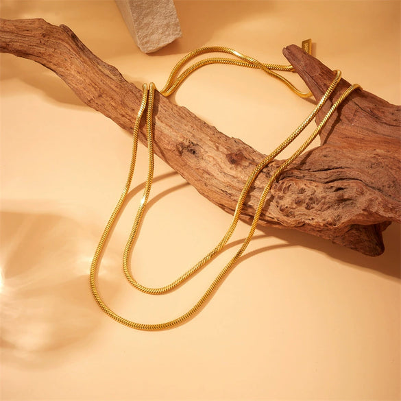 Wholesale Jewelry Stainless Steel Doublelayered Clavicle Chain Snake Bone Chain Punk Style Electroplated Unisex Necklace