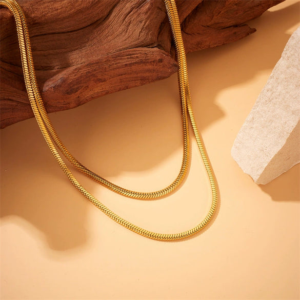 Wholesale Jewelry Stainless Steel Doublelayered Clavicle Chain Snake Bone Chain Punk Style Electroplated Unisex Necklace
