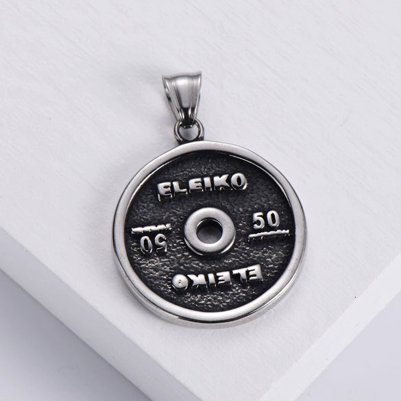 Wholesale Jewelry Stainless Steel Doublesided Doll Pattern Round Pendant Retro Punk Men's Necklace With Electroplating