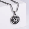 Wholesale Jewelry Stainless Steel Doublesided Doll Pattern Round Pendant Retro Punk Men's Necklace With Electroplating