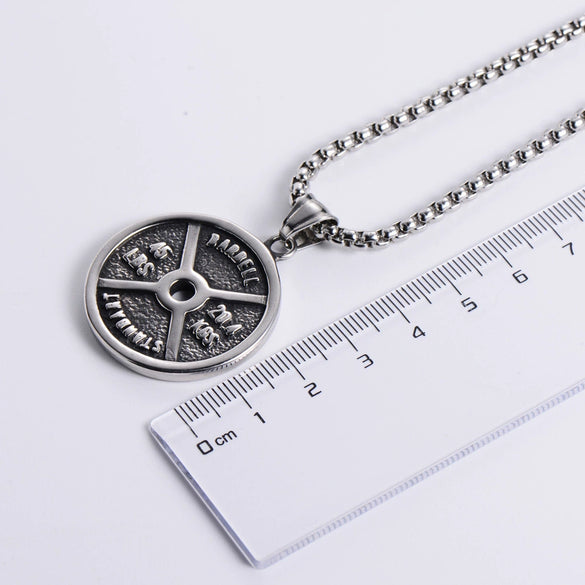 Wholesale Jewelry Stainless Steel Doublesided Doll Pattern Round Pendant Retro Punk Men's Necklace With Electroplating