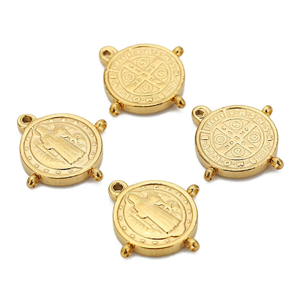 Wholesale Jewelry Stainless Steel Doublesided Retro Cross Pendant 18K Vacuum Plated