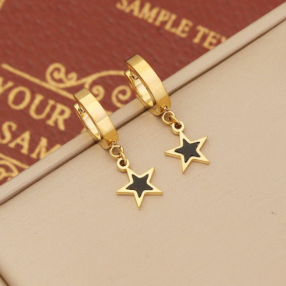 Wholesale Jewelry Stainless Steel Dripping Oil Butterfly Heart Star Earrings For Women