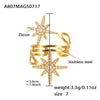 Wholesale Jewelry 316L Stainless Steel Eightpointed Star Geometric Open Cut Out Ring Electroplated