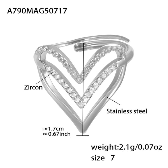 Wholesale Jewelry 316L Stainless Steel Eightpointed Star Geometric Open Cut Out Ring Electroplated