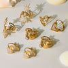Wholesale Jewelry 316L Stainless Steel Eightpointed Star Geometric Open Cut Out Ring Electroplated