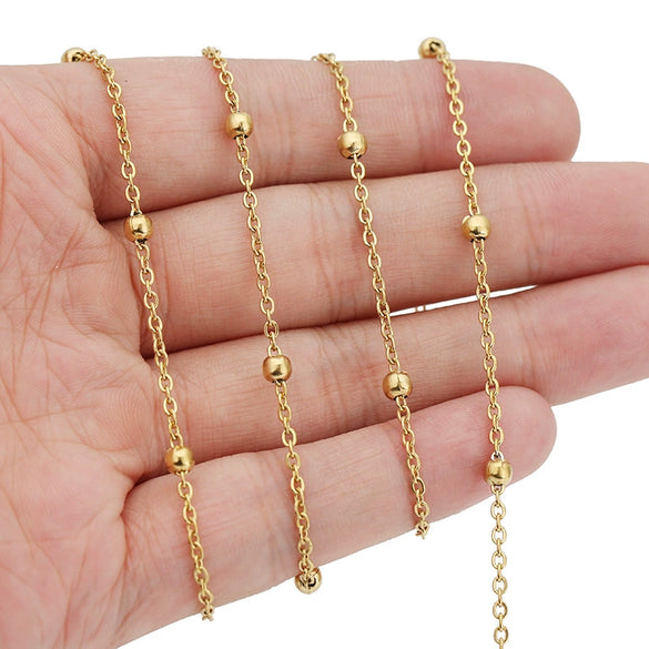 Wholesale Jewelry Stainless Steel Electroplated Bead Chain Accessories For Women