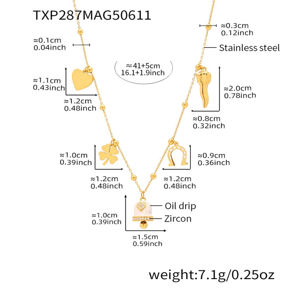 Wholesale Jewelry 316L Stainless Steel Electroplated 18K Gold Chain Style Clavicle Necklace And Bracelet Set For Women