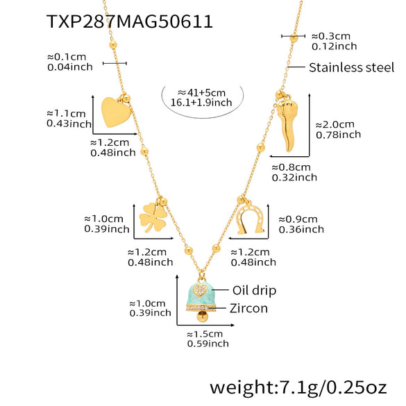 Wholesale Jewelry 316L Stainless Steel Electroplated 18K Gold Chain Style Clavicle Necklace And Bracelet Set For Women