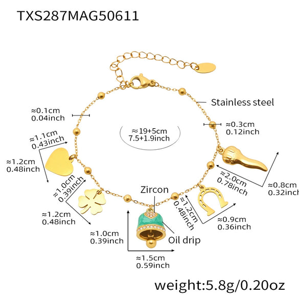 Wholesale Jewelry 316L Stainless Steel Electroplated 18K Gold Chain Style Clavicle Necklace And Bracelet Set For Women