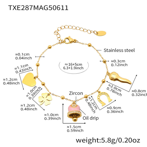 Wholesale Jewelry 316L Stainless Steel Electroplated 18K Gold Chain Style Clavicle Necklace And Bracelet Set For Women
