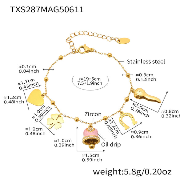 Wholesale Jewelry 316L Stainless Steel Electroplated 18K Gold Chain Style Clavicle Necklace And Bracelet Set For Women