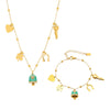 Wholesale Jewelry 316L Stainless Steel Electroplated 18K Gold Chain Style Clavicle Necklace And Bracelet Set For Women