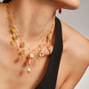 Wholesale Jewelry 316L Stainless Steel Electroplated 18K Gold Chain Style Clavicle Necklace And Bracelet Set For Women