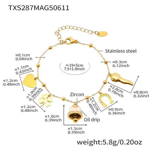 Wholesale Jewelry 316L Stainless Steel Electroplated 18K Gold Chain Style Clavicle Necklace And Bracelet Set For Women