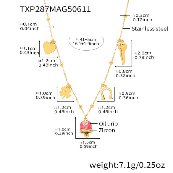 Wholesale Jewelry 316L Stainless Steel Electroplated 18K Gold Chain Style Clavicle Necklace And Bracelet Set For Women