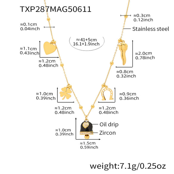 Wholesale Jewelry 316L Stainless Steel Electroplated 18K Gold Chain Style Clavicle Necklace And Bracelet Set For Women