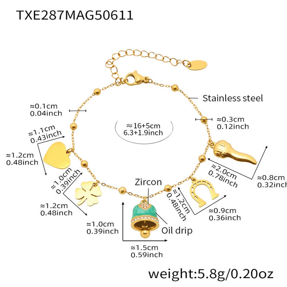 Wholesale Jewelry 316L Stainless Steel Electroplated 18K Gold Chain Style Clavicle Necklace And Bracelet Set For Women